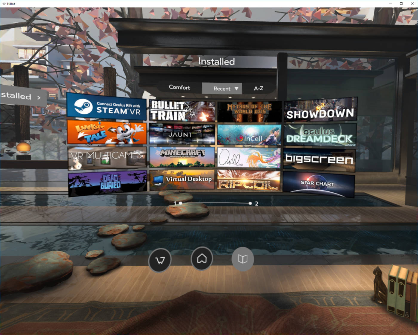 Oculus Home main screen